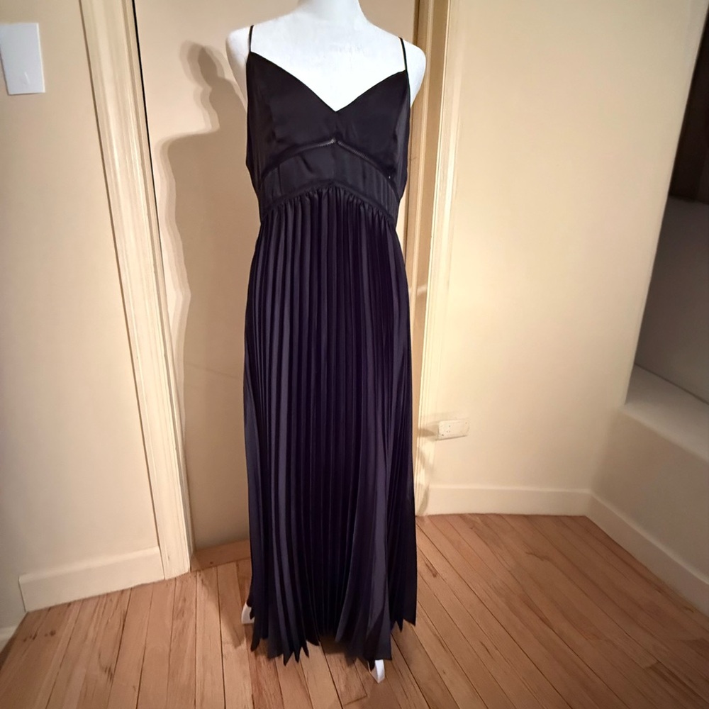 Spring +Mercer Elegant Black Pleated Maxi Dress